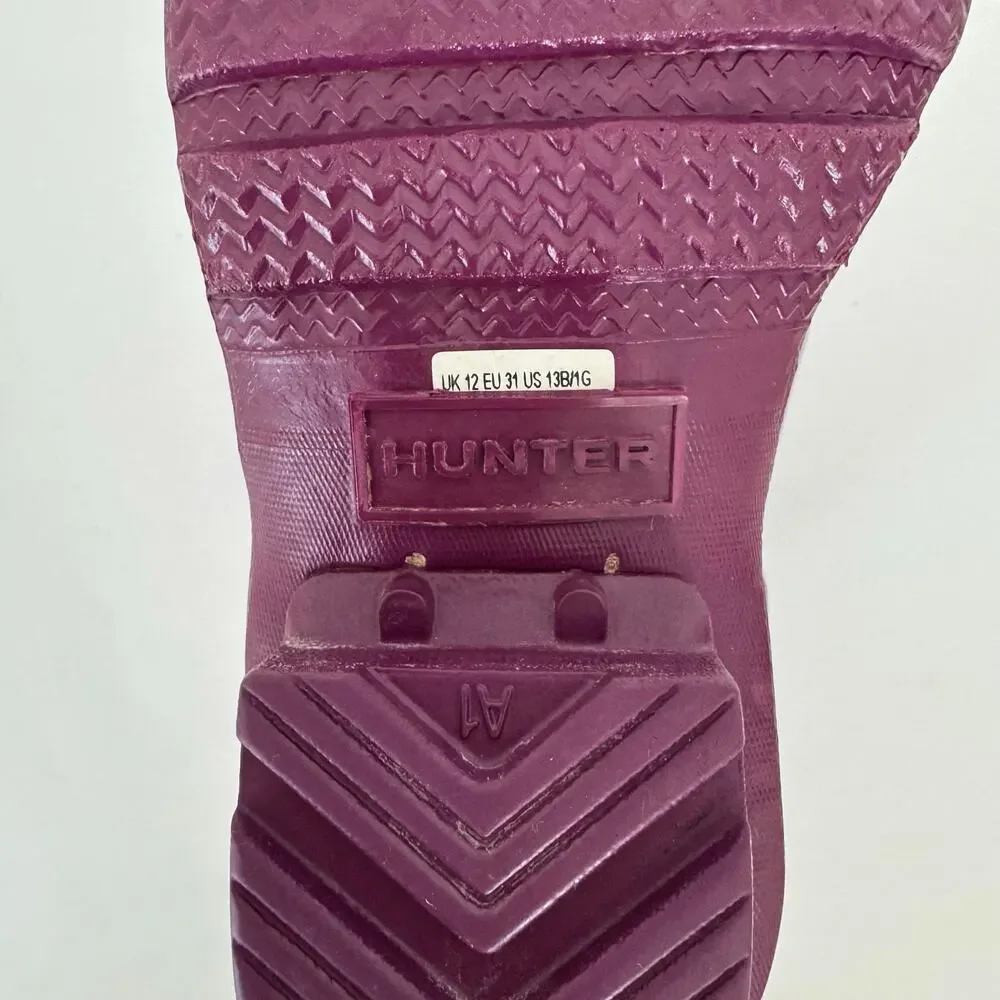 Hunter Kids Original Gloss Rain Boots Waterproof Natural Rubber Magenta US13B/1G